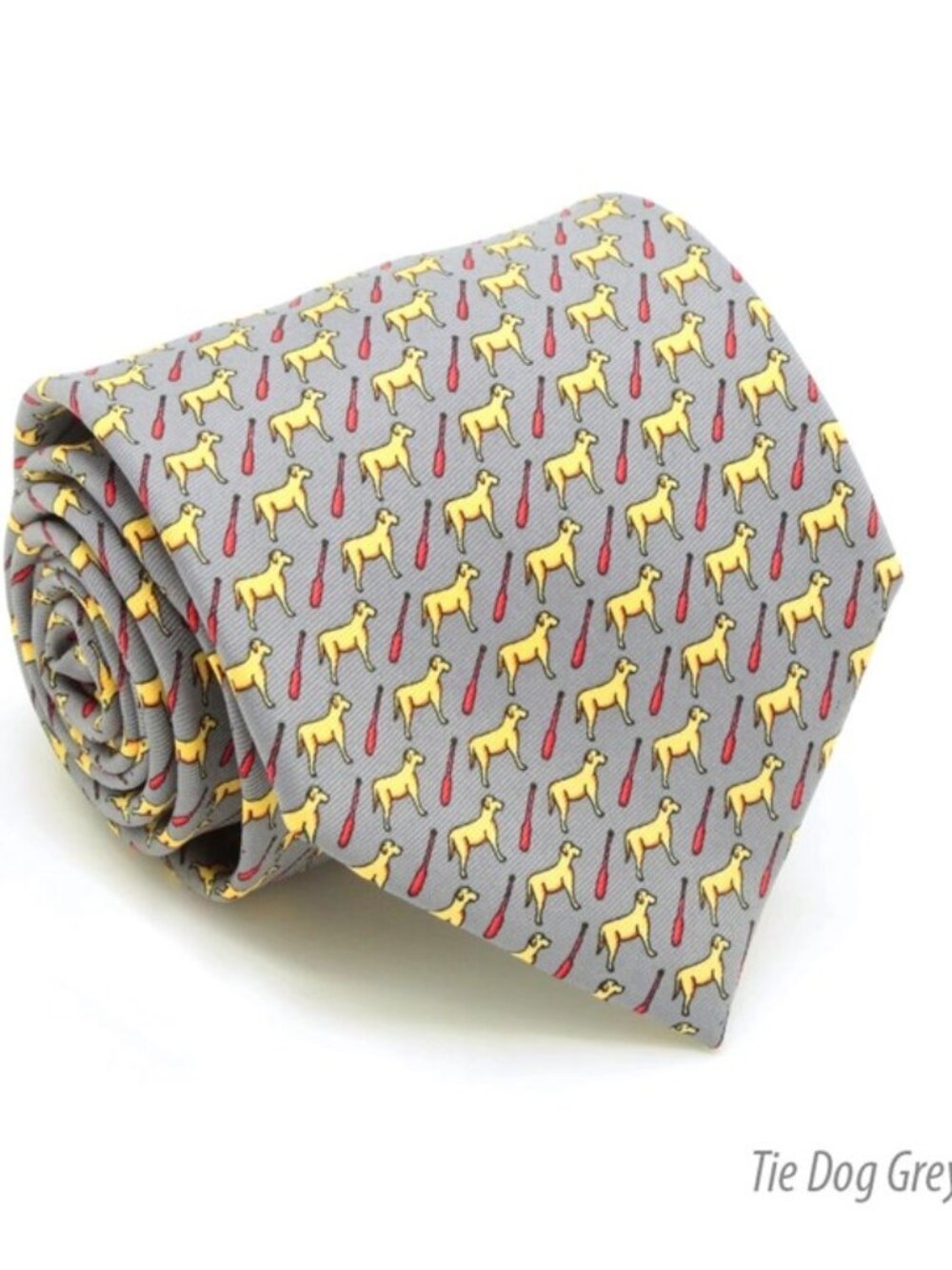 Dog Grey Necktie with Handkerchief Set
